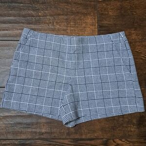 LOFT High Waist Black and White Checkered Shorts